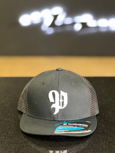 Bold English P Champro Black SnapBack