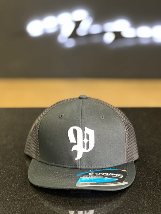 Bold English P Champro Black SnapBack