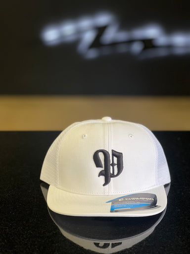 Bold English P Champro White SnapBack