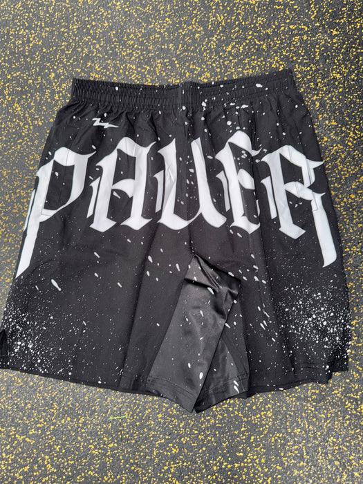 Black Splatter Pauer Graphic Shorts