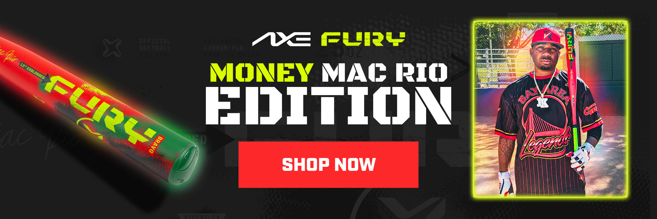 Axe Fury Bravo USSSA Slowpitch Bat | Money Mac Rio Edition | 1-Piece | 12” Barrel | 1 oz. Endloaded | Flared Handle |