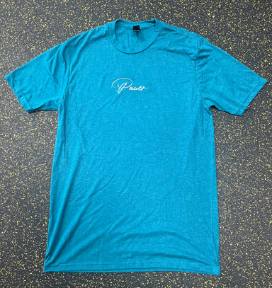 Heather Teal Script Pauer Tee