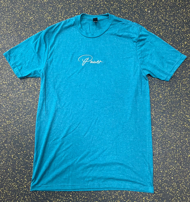 Heather Teal Script Pauer Tee