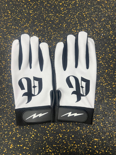 Youth Bold English White Pauer Batting Gloves