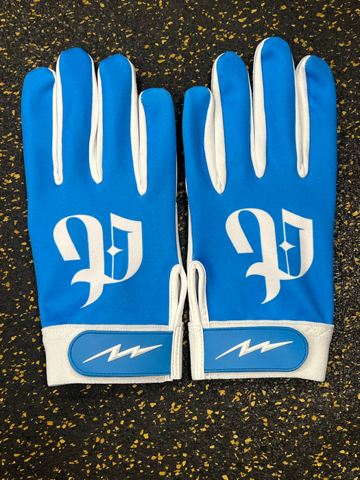 Youth Bold English Baby Blue Pauer Batting Gloves