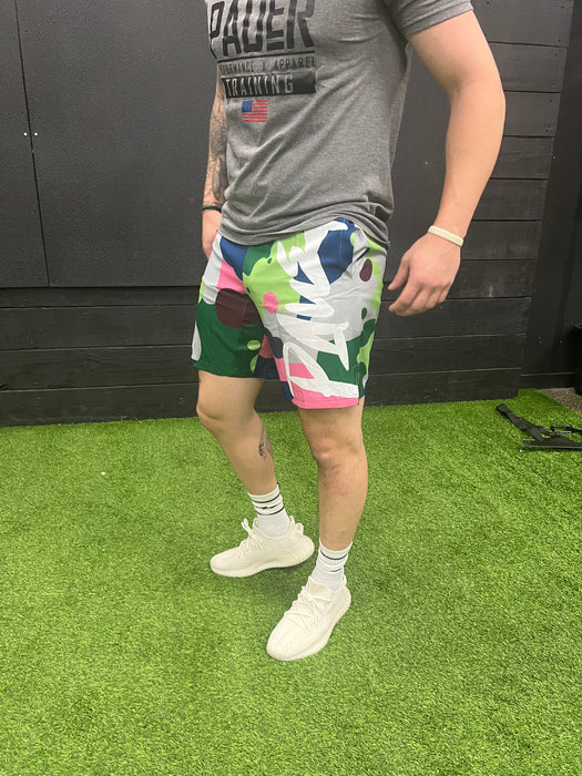 Pauer Logos Camo Graphic Shorts