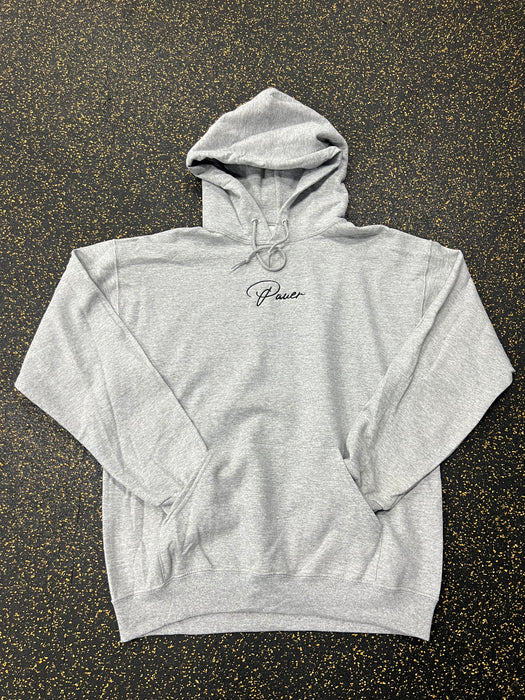 Grey Hoodie with black script logo
