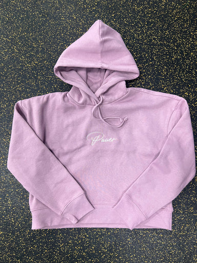 Hooded Rose Crop Top Script logo
